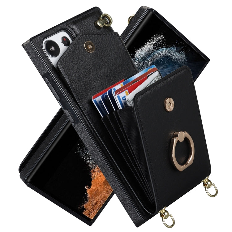 For Samsung Galaxy S23 Ultra 5G Ring Holder RFID Card Slot Phone Case with Long Lanyard