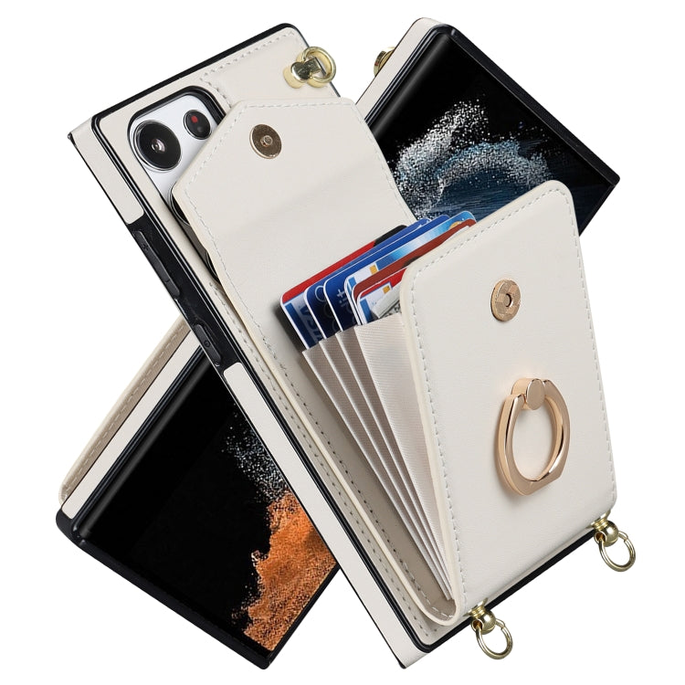 For Samsung Galaxy S23 Ultra 5G Ring Holder RFID Card Slot Phone Case with Long Lanyard