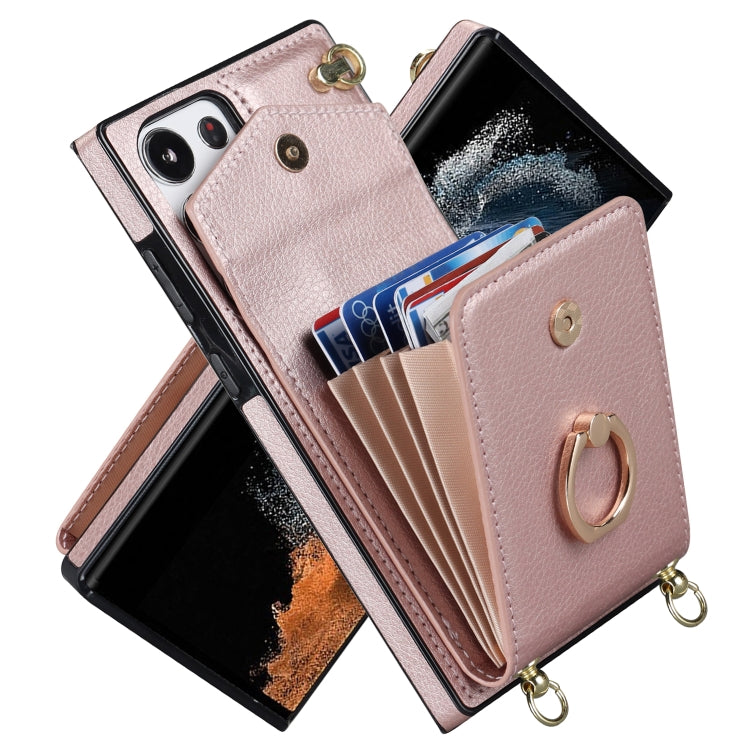 For Samsung Galaxy S23 Ultra 5G Ring Holder RFID Card Slot Phone Case with Long Lanyard