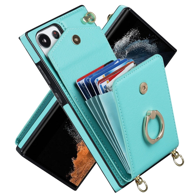 For Samsung Galaxy S23 Ultra 5G Ring Holder RFID Card Slot Phone Case with Long Lanyard