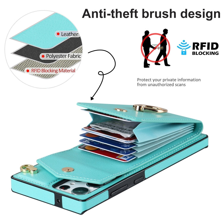 For Samsung Galaxy S23 Ultra 5G Ring Holder RFID Card Slot Phone Case with Long Lanyard