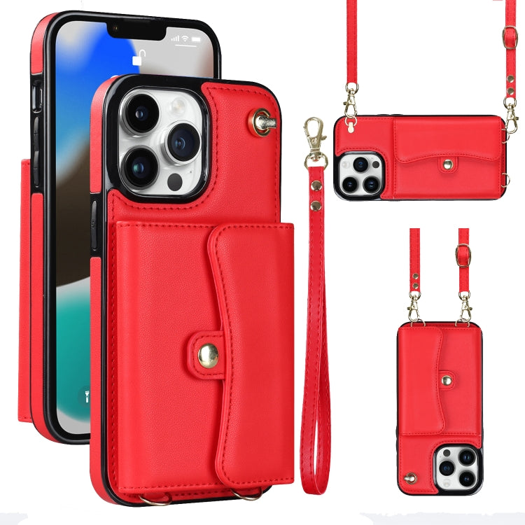 For iPhone 13 Pro RFID Card Slot Phone Case with Long Lanyard