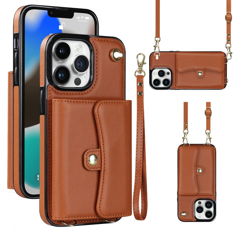 For iPhone 13 Pro RFID Card Slot Phone Case with Long Lanyard
