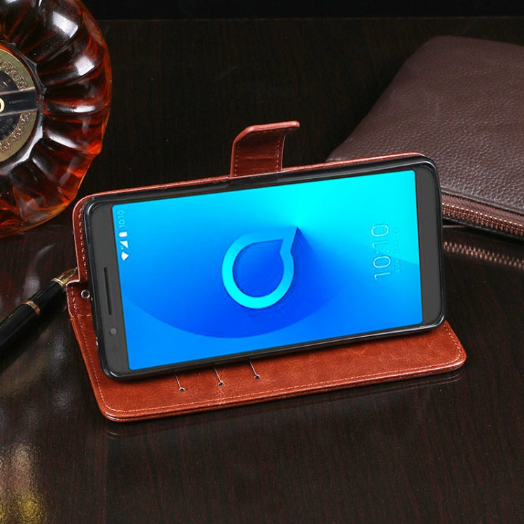 For Alcatel 3L / 5034D idewei Crazy Horse Texture Horizontal Flip Leather Case with Holder & Card Slots & Wallet