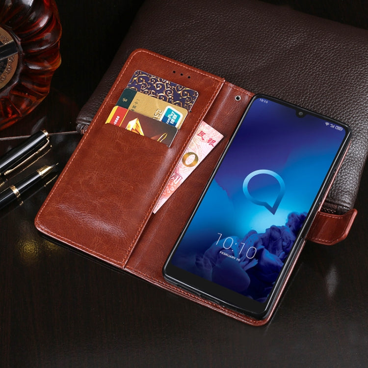 For Alcatel 3L 2019 / 5039D idewei Crazy Horse Texture Horizontal Flip Leather Case with Holder & Card Slots & Wallet