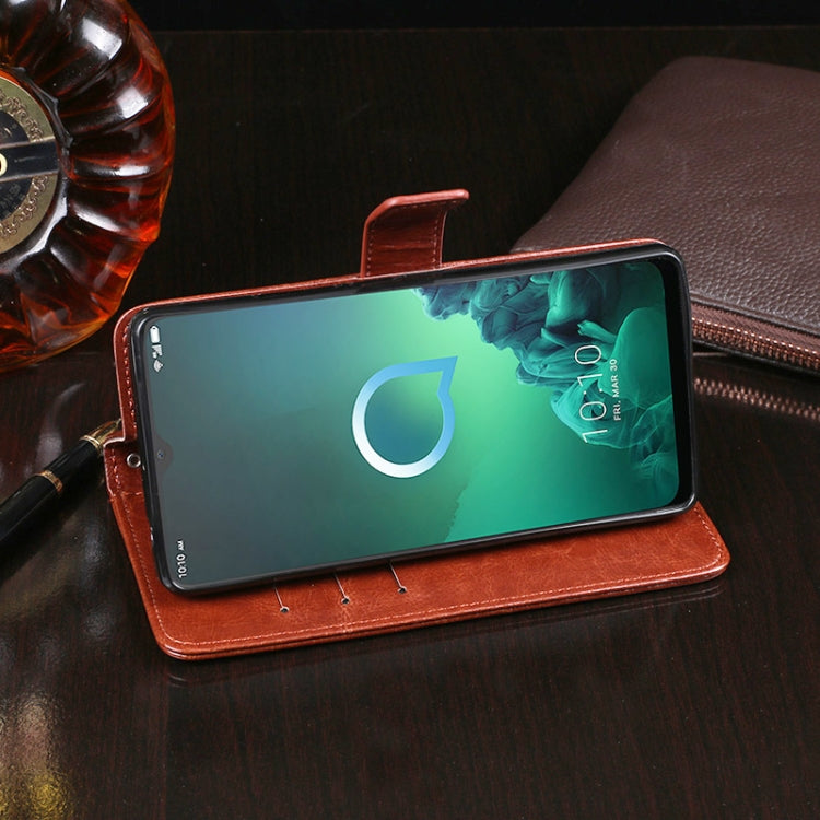 For Alcatel 3X 2019 / 5048U / 5048Y idewei Crazy Horse Texture Horizontal Flip Leather Case with Holder & Card Slots & Wallet
