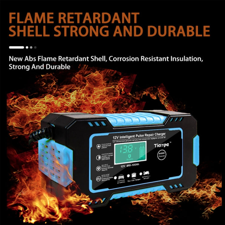 Motorcycle / Car Battery Smart Charger with LCD Creen, Plug Type:UK Plug(Blue)