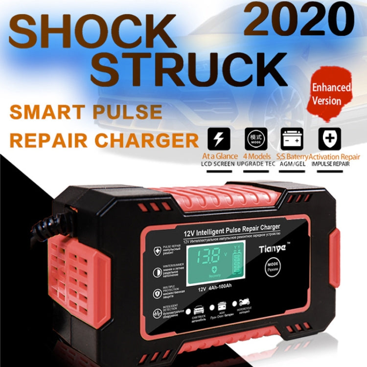 Motorcycle / Car Battery Smart Charger with LCD Creen, Plug Type:AU Plug(Red)