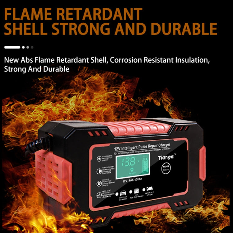 Motorcycle / Car Battery Smart Charger with LCD Creen, Plug Type:AU Plug(Red)