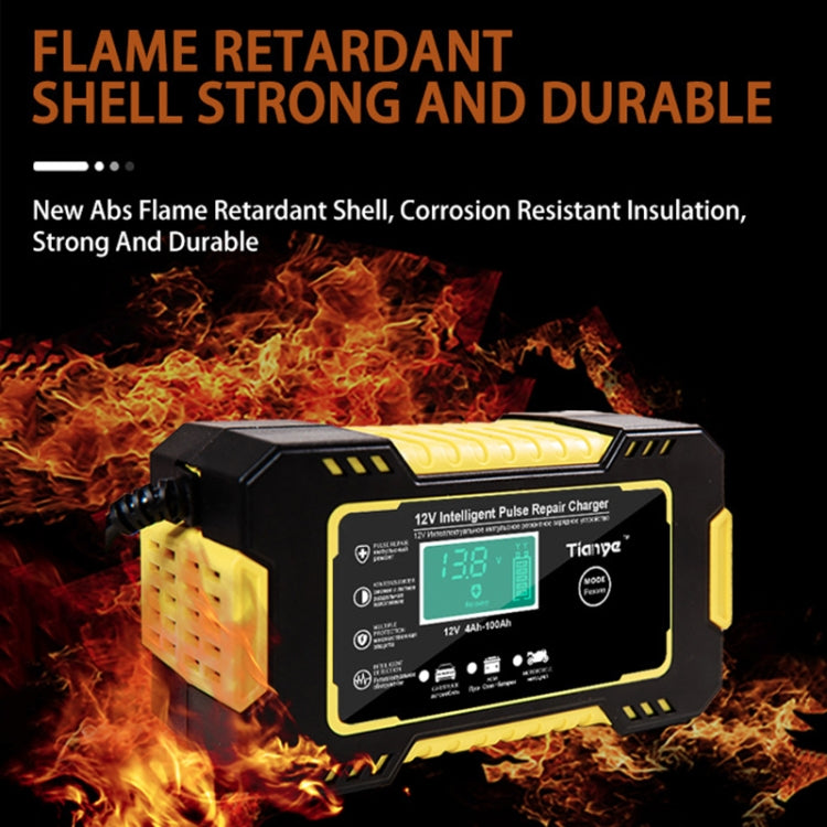 Motorcycle / Car Battery Smart Charger with LCD Creen, Plug Type:US Plug(Yellow)