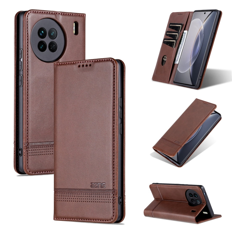 For vivo X90 Pro AZNS Magnetic Calf Texture Flip Leather Phone Case