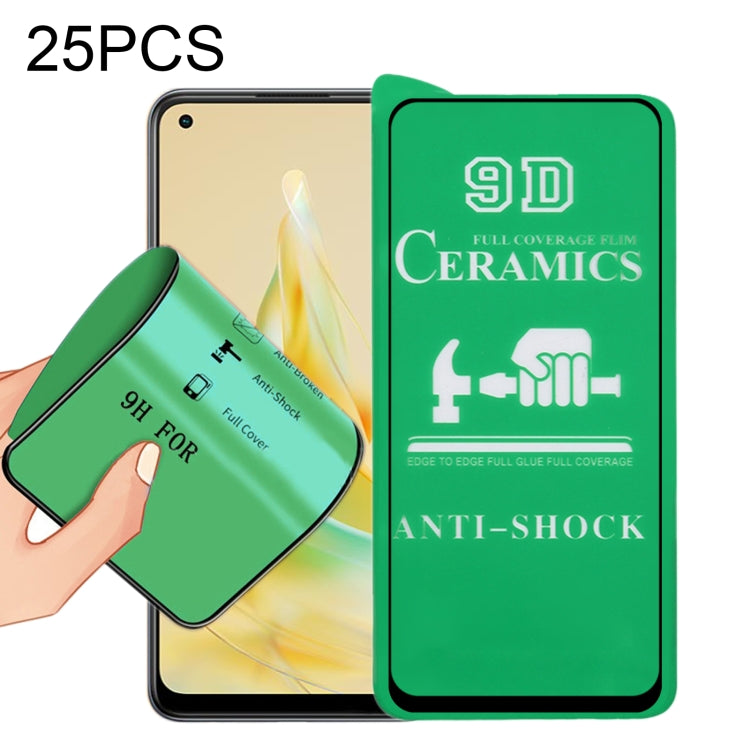 For OPPO Reno8 T 4G 25pcs 9D Full Screen Full Glue Ceramic Film