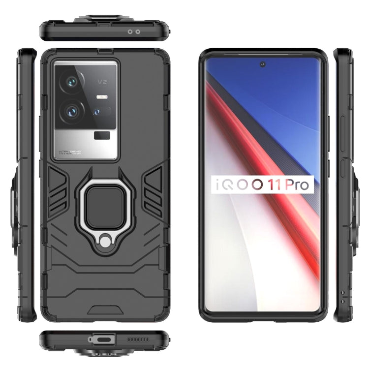 For vivo iQOO 11 Pro PC + TPU Shockproof Protective Phone Case with Magnetic Ring Holder