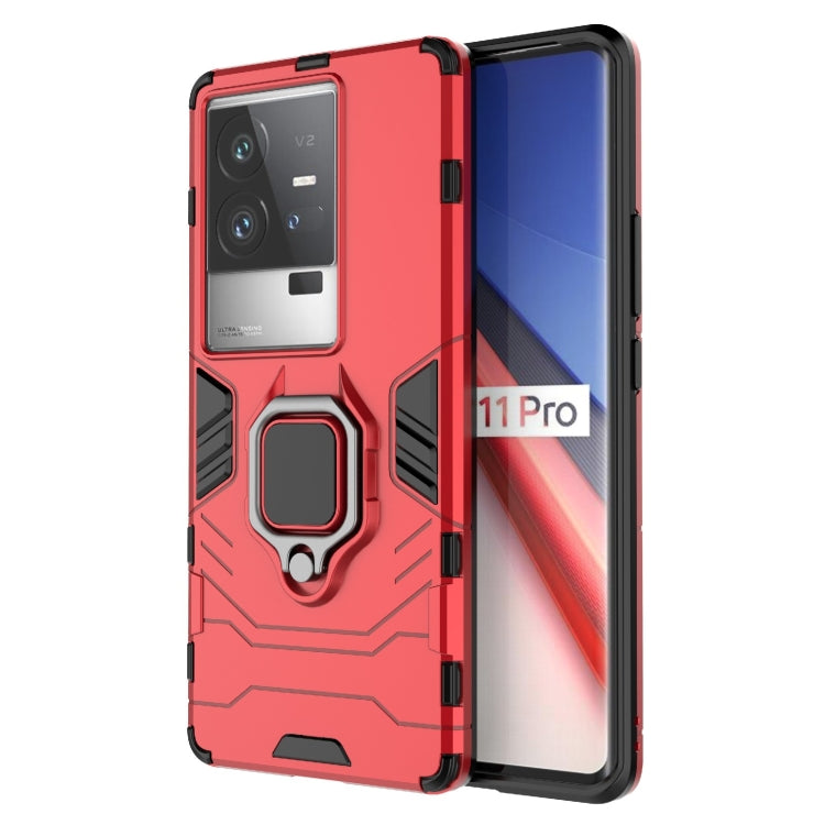 For vivo iQOO 11 Pro PC + TPU Shockproof Protective Phone Case with Magnetic Ring Holder