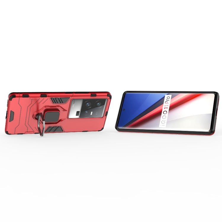 For vivo iQOO 11 Pro PC + TPU Shockproof Protective Phone Case with Magnetic Ring Holder