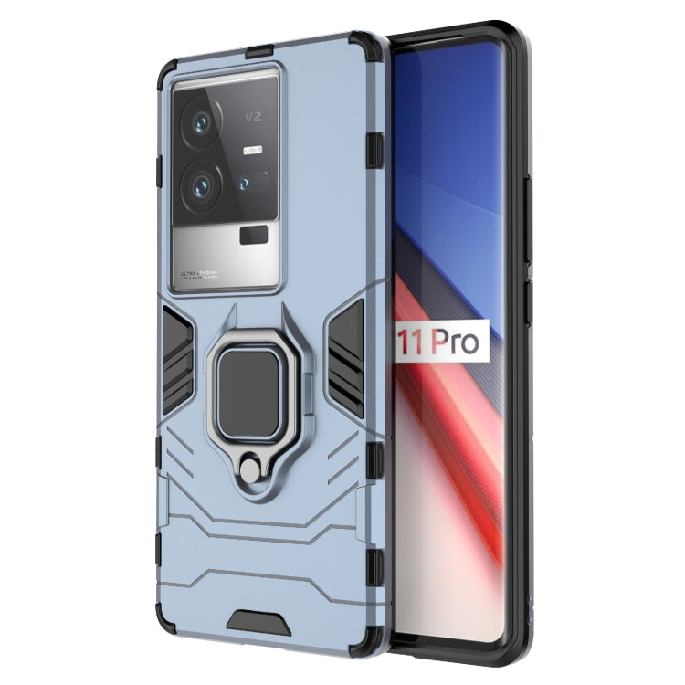 For vivo iQOO 11 Pro PC + TPU Shockproof Protective Phone Case with Magnetic Ring Holder