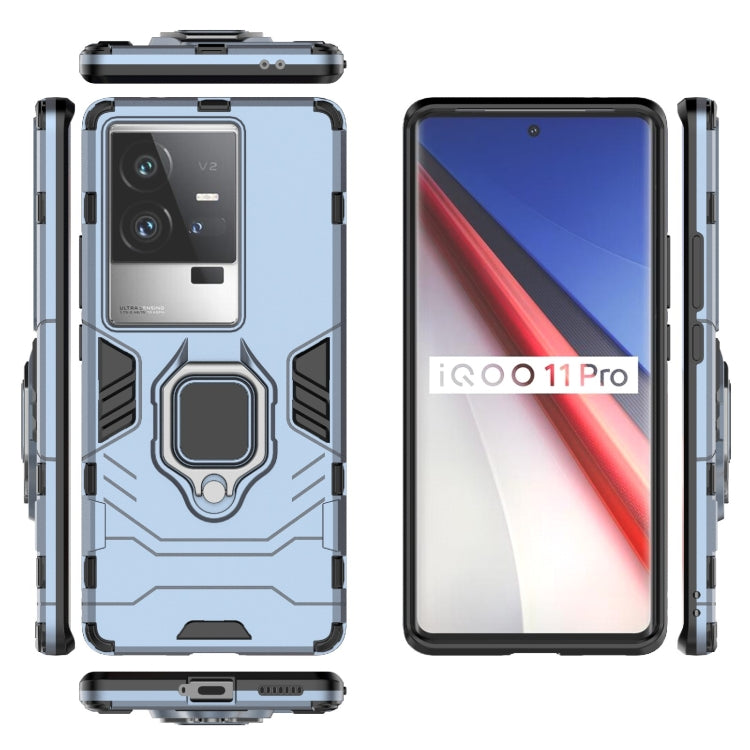 For vivo iQOO 11 Pro PC + TPU Shockproof Protective Phone Case with Magnetic Ring Holder