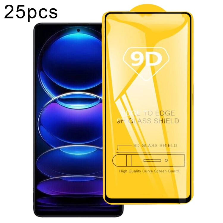 25pcs 9D Full Glue Full Screen Tempered Glass Film For Xiaomi Redmi Note 12 Pro/12 Pro+/Note 12 4G Global/Note 12 Pro 4G/12R Pro