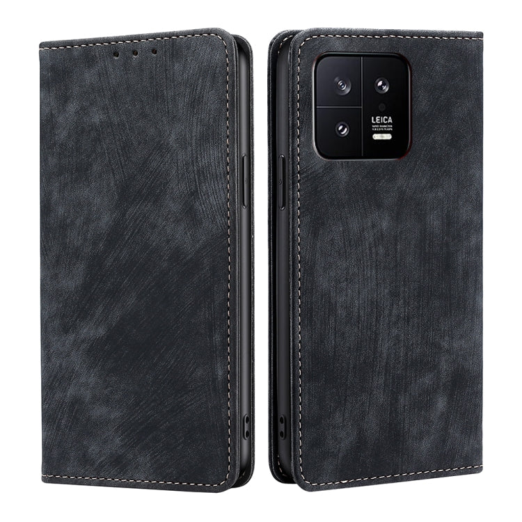 For Xiaomi 13 RFID Anti-theft Brush Magnetic Leather Phone Case
