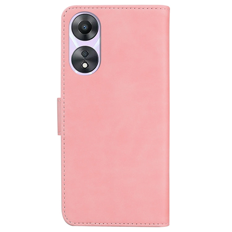 For OPPO A58 Skin Feel Pure Color Flip Leather Phone Case