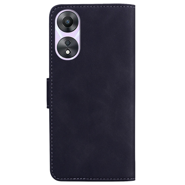 For OPPO A58 Skin Feel Pure Color Flip Leather Phone Case