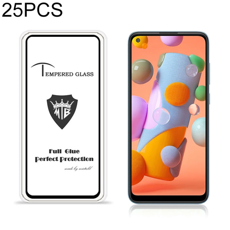 For Galaxy A11 25 PCS MIETUBL 9H Full Glue Full Screen Tempered Glass Film