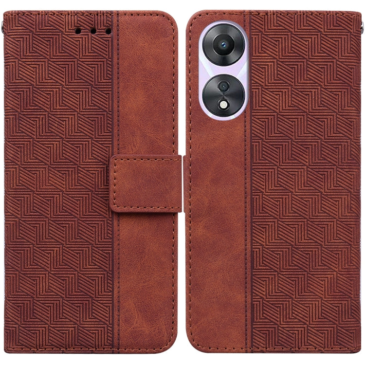 For OPPO A58 Geometric Embossed Flip Leather Phone Case