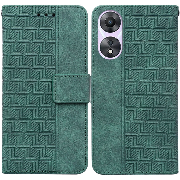 For OPPO A58 Geometric Embossed Flip Leather Phone Case