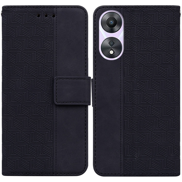 For OPPO A58 Geometric Embossed Flip Leather Phone Case