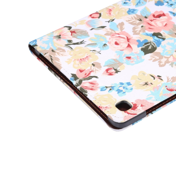 For Galaxy Tab S6 Lite P610 / P615 Flower Pattern Cloth Texture Horizontal Flip Leather Case with Holder & Card Slot & Wallet & Sleep / Wake-up Function(White)