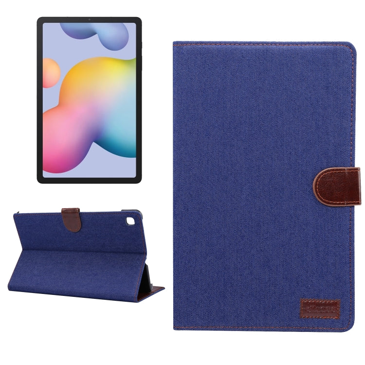 For Galaxy Tab S6 Lite P610 / P615 Horizontal Flip Denim Leather Case, with Holder & Card Slots & Wallet & Sleep / Wake-up Function