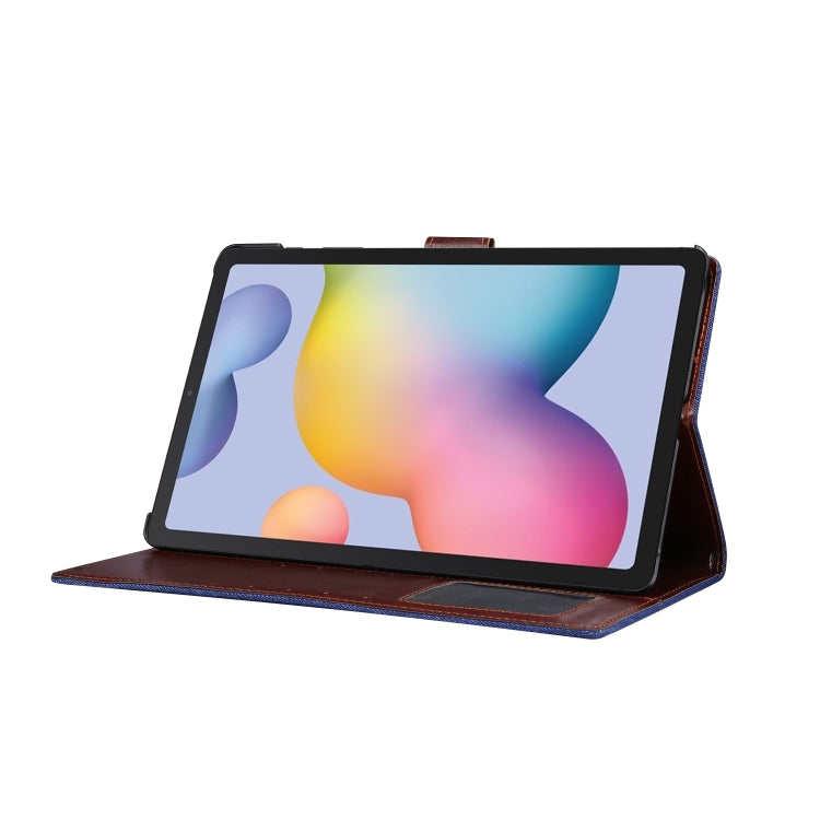 For Galaxy Tab S6 Lite P610 / P615 Horizontal Flip Denim Leather Case, with Holder & Card Slots & Wallet & Sleep / Wake-up Function