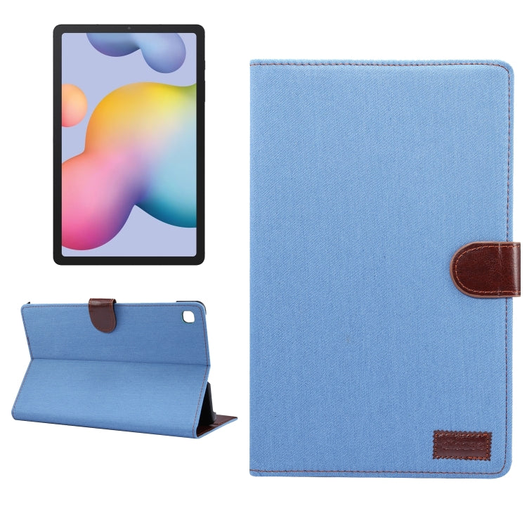 For Galaxy Tab S6 Lite P610 / P615 Horizontal Flip Denim Leather Case, with Holder & Card Slots & Wallet & Sleep / Wake-up Function