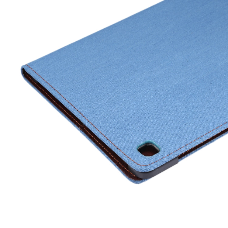 For Galaxy Tab S6 Lite P610 / P615 Horizontal Flip Denim Leather Case, with Holder & Card Slots & Wallet & Sleep / Wake-up Function