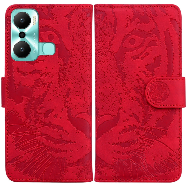 For Infinix Hot 20 Play Tiger Embossing Pattern Flip Leather Phone Case