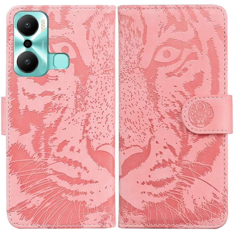 For Infinix Hot 20 Play Tiger Embossing Pattern Flip Leather Phone Case