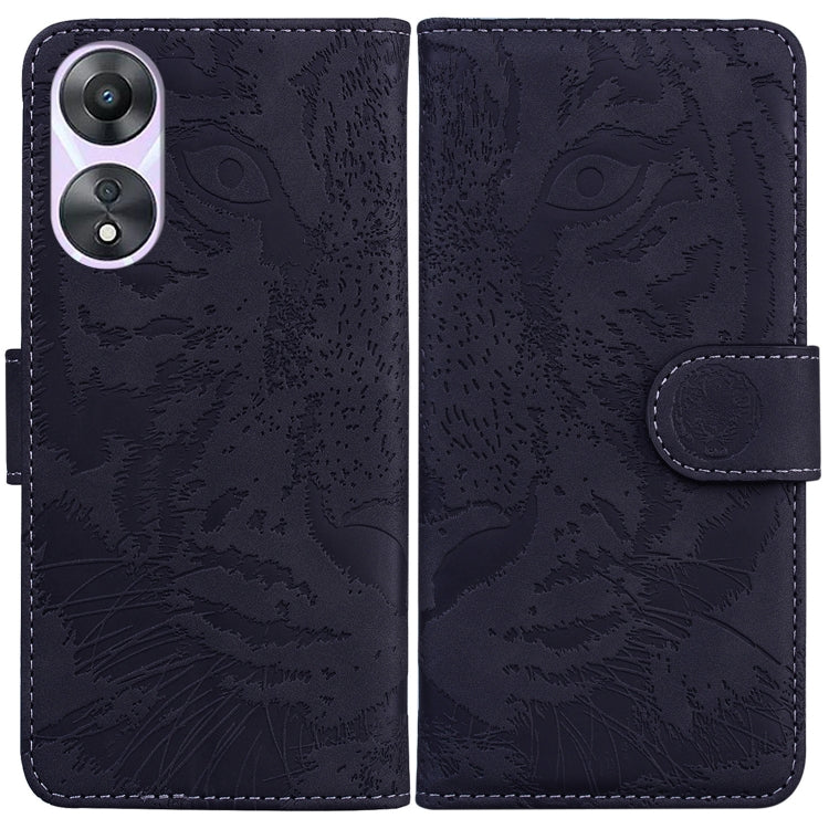 For OPPO A58 Tiger Embossing Pattern Flip Leather Phone Case