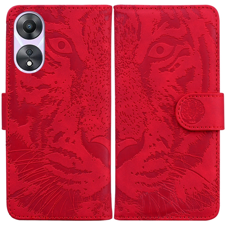 For OPPO A58 Tiger Embossing Pattern Flip Leather Phone Case