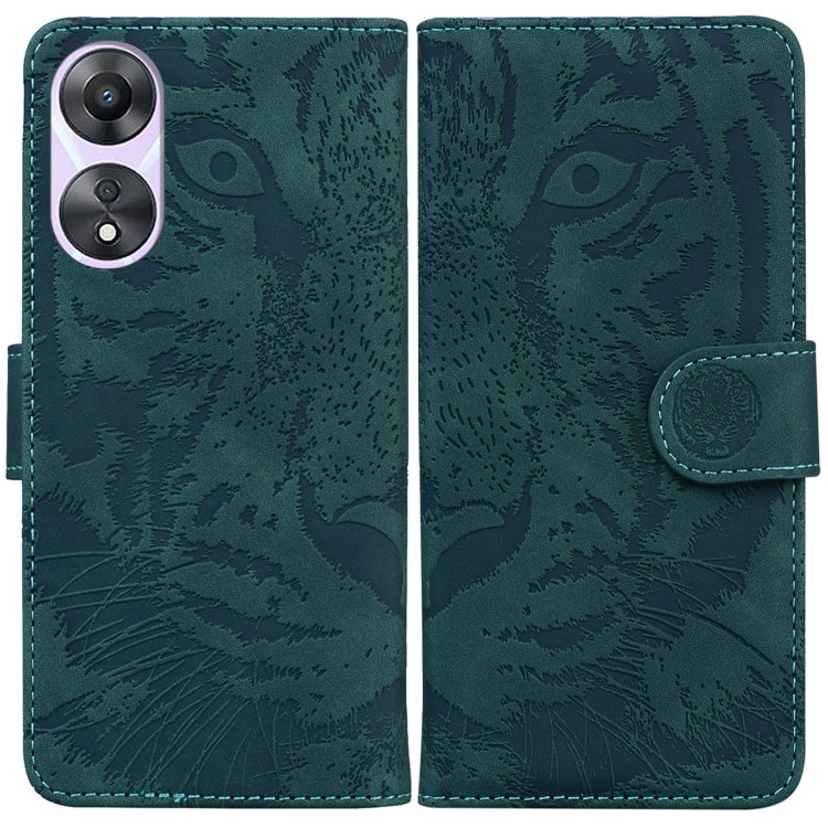 For OPPO A58 Tiger Embossing Pattern Flip Leather Phone Case