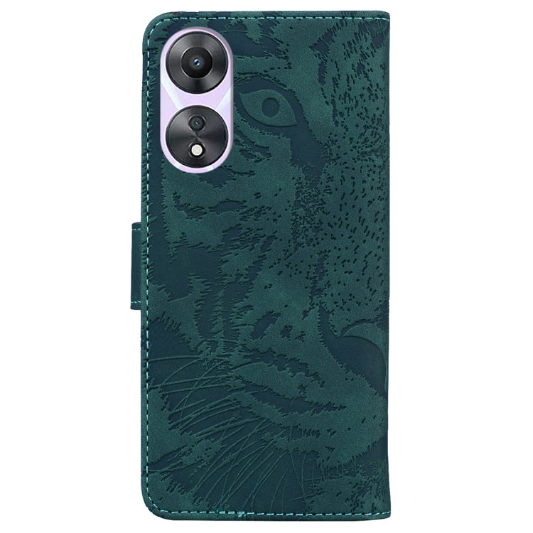 For OPPO A58 Tiger Embossing Pattern Flip Leather Phone Case
