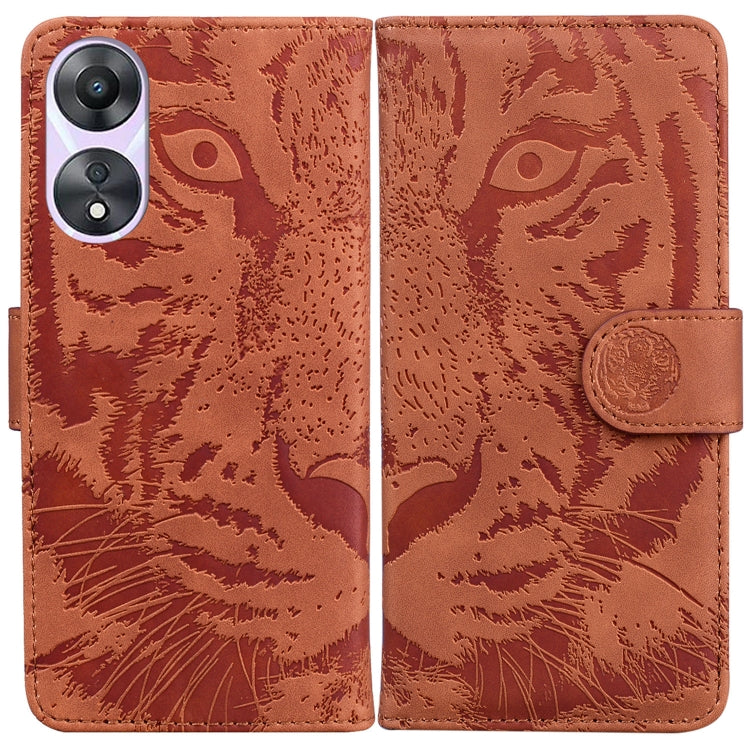 For OPPO A58 Tiger Embossing Pattern Flip Leather Phone Case