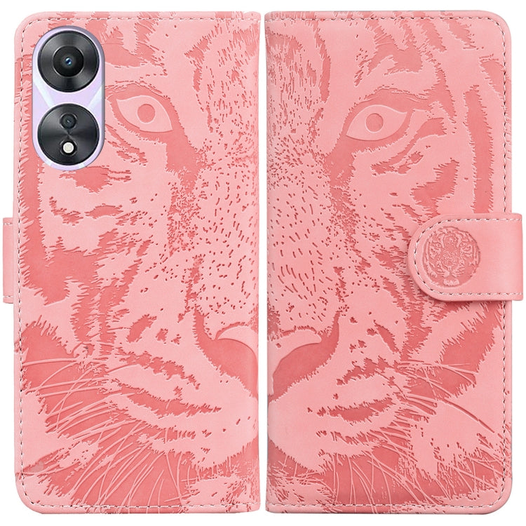 For OPPO A58 Tiger Embossing Pattern Flip Leather Phone Case