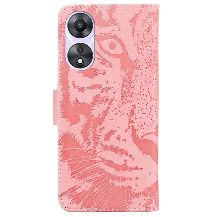 For OPPO A58 Tiger Embossing Pattern Flip Leather Phone Case