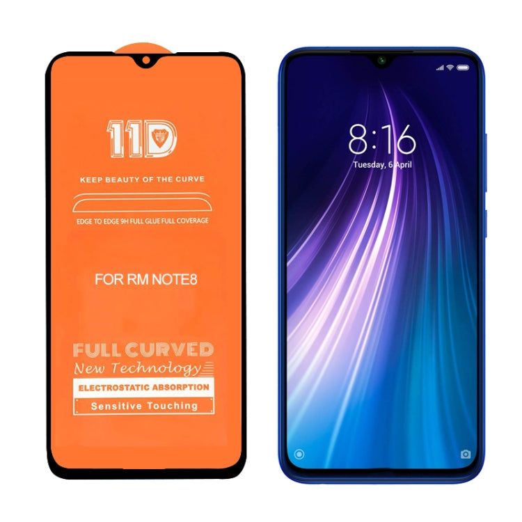 For Xiaomi Redmi Note 8 mietubl Scratchproof 11D HD Full Glue Full Curved Screen Tempered Glass Film