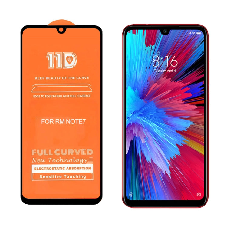 For Xiaomi Redmi Note 7 mietubl Scratchproof 11D HD Full Glue Full Curved Screen Tempered Glass Film