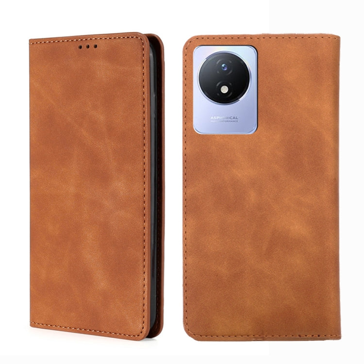 For vivo Y02 4G Skin Feel Magnetic Horizontal Flip Leather Phone Case