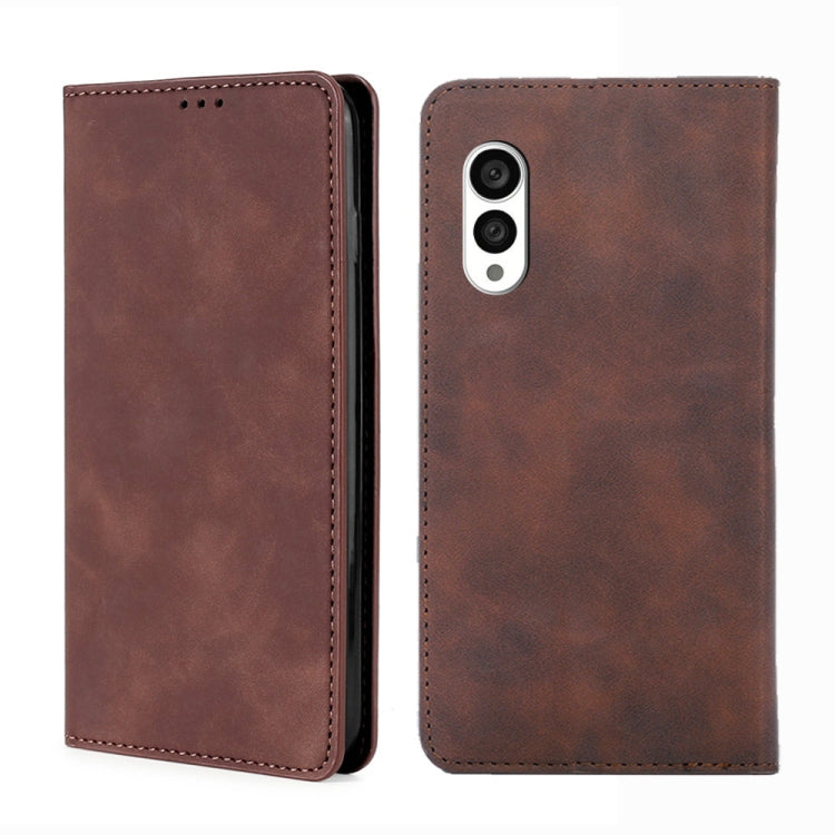 For Fujitsu Arrows N F-51C Skin Feel Magnetic Horizontal Flip Leather Phone Case