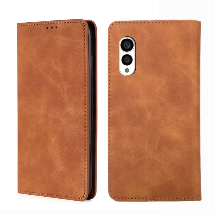 For Fujitsu Arrows N F-51C Skin Feel Magnetic Horizontal Flip Leather Phone Case