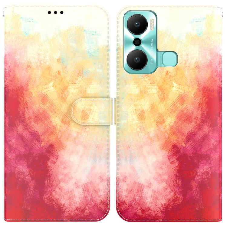 For Infinix Hot 20 Play Watercolor Pattern Flip Leather Phone Case