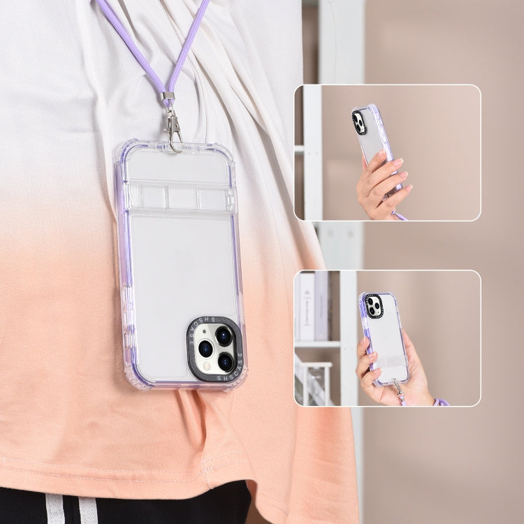 For iPhone 15 2 in 1 360 Invisible Holder Cross-body Rope Phone Case
